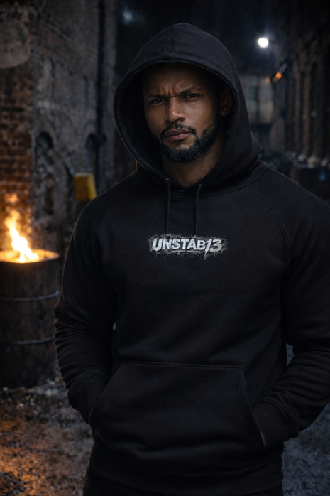 Mens Hoodie Silver Unstab13 Centre Logo